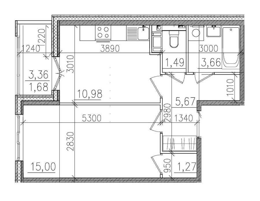 Однокомнатная квартира в : площадь 39.75 м2 , этаж: 2 – купить в Санкт-Петербурге